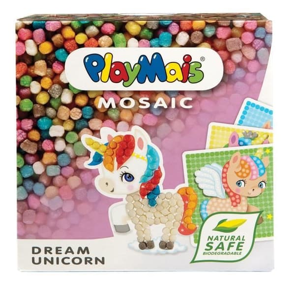 PLAYMAIS Unicorn mosaik - PLAYMAIS varumärke - Stimulerar kreativitet och utvecklar smidighet - 100% biologiskt nedbrytbar