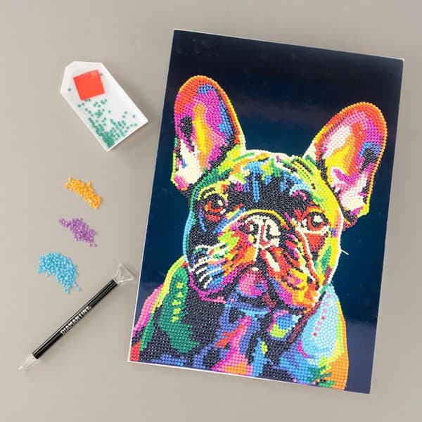 Kit mosaik Diamantiny - 96023 - Bulldog Målning med siffror, Flerfärgad, 21 x 29,7 x 0,3 cm.