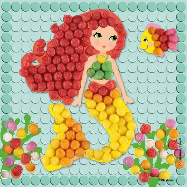 PlayMais Mosaic - PlayMais - Sjöjungfru - 2300 flingor - 6 kort att dekorera - Flerfärgad