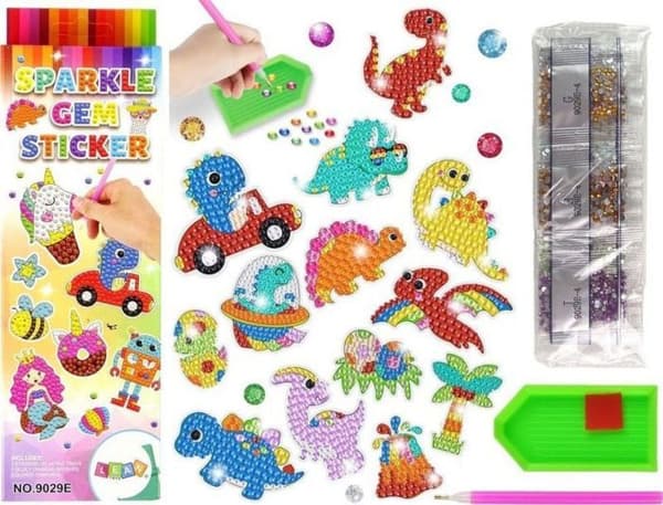 Kit mosaik Leantoys - 14966 - set med diamantklistermärken mosaik dinosaurier