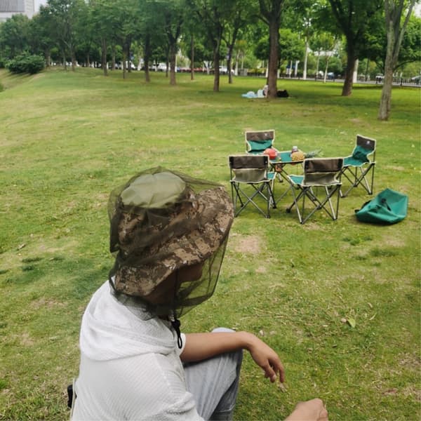 Camouflage bøttehat Kasket med myggenet campingfiskeri - Army