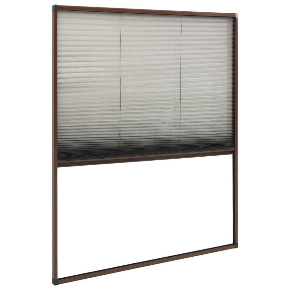vidaXL Plisserat insektsnät för fönster aluminium brun 120x160 cm