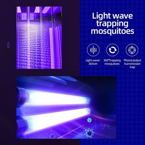 Kannettava hyttyslamppu UV-A-LEDillä 60m2