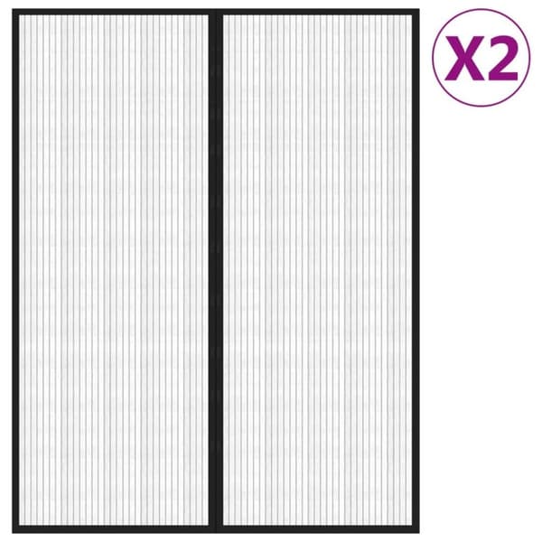 vidaXL Insektsdraperier 2 st med magneter svart 230x160 cm