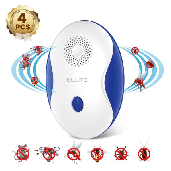 4PCS Ultralydsafvisende ultralyd mygafvisende 4 frekvenskonverteringstilstande med LED-lys, der bruges til rotter Kakerlakker A