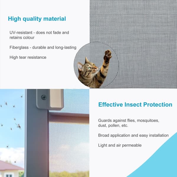 Flugnät Insektsnät fiberglas UV-beständigt fönsterdörr per meter bredd maskstorlek 1,2mm