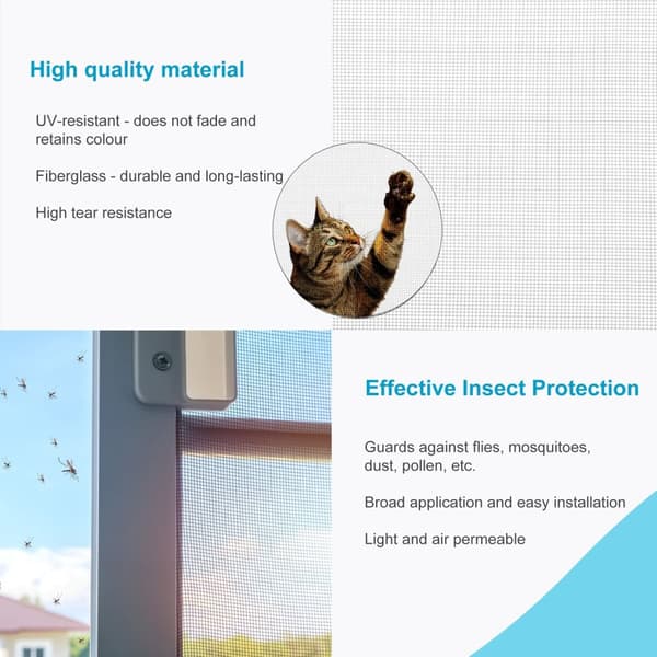 Flugnät Insektsnät fiberglas UV-beständigt fönsterdörr per meter bredd maskstorlek 1,2mm