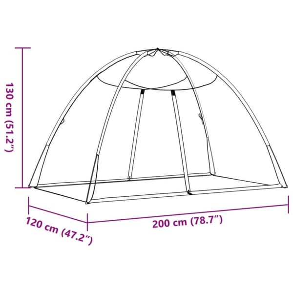 vidaXL Hyttysverkko Mongolia ovilla 220 verkko Musta 200x120x130 cm
