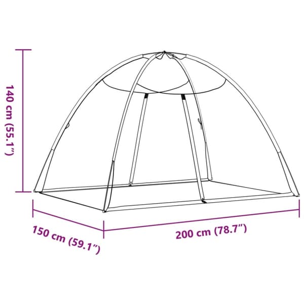 vidaXL Hyttysverkko Mongolia ovilla 220 verkko Musta 200x150x140 cm