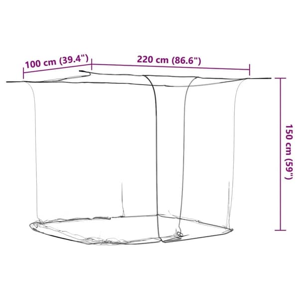 vidaXL Hengende myggnett 156 netting Hvit 220x100x150 cm