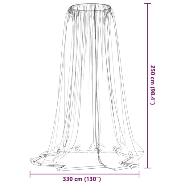 vidaXL Myggnett for paraply 220 netting hvit Φ330x250 cm