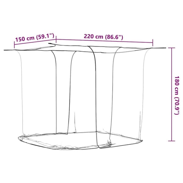 vidaXL Hengende myggnett 156 netting hvit 220x150x180 cm