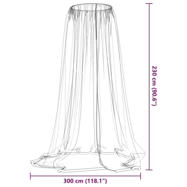 vidaXL myggenet til parasol 220 Φ300x230 cm trådnet sort