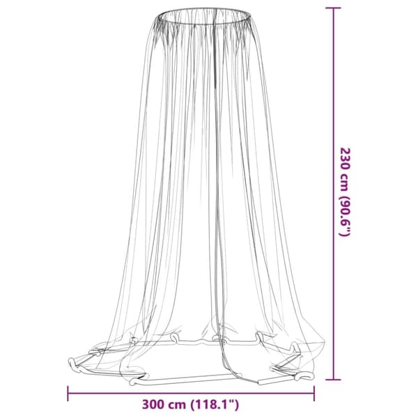 vidaXL Hyttysverkko aurinkovarjolle 220 verkko valkoinen Φ300x230 cm