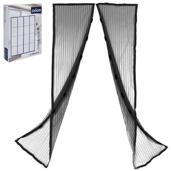 Magnetisk myggenet med dørmagnet til insekter og myg sort 212x100 cm