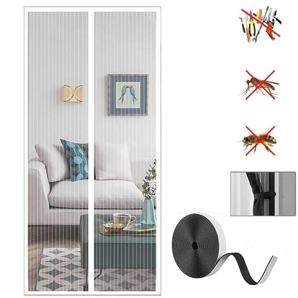 Magnetisk myggenet til dør og vindue, anti-flue, åndbart net Hvid 80*200cm