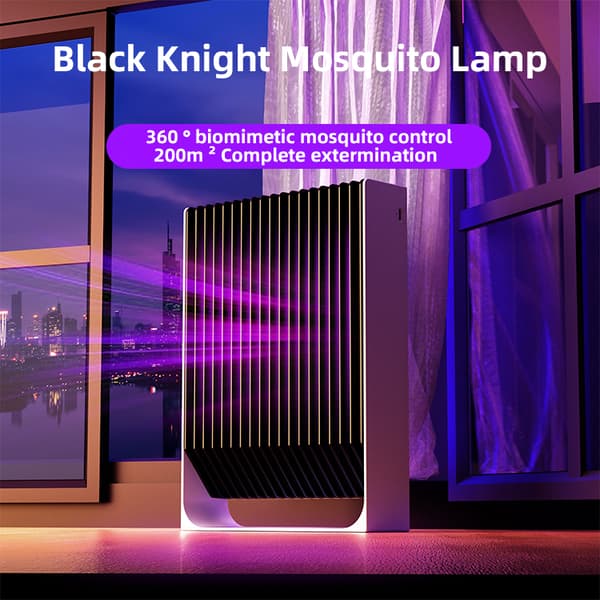 Black Knight B2000V Myggelampe USB Dobbeltfunktion Fotoinduceret Stød ABS Brandsikker, Effektiv Myggekontrol - 1200mAH Opladningsversion