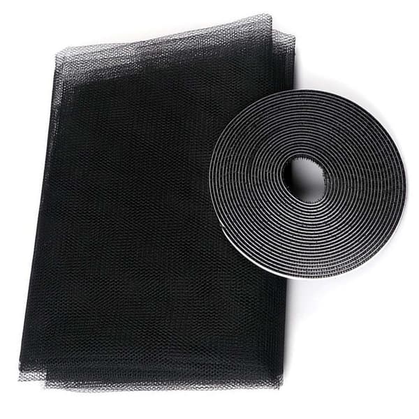 Klipbart myggenet til vinduer med velcro og magnetlås 150x180cm Sort