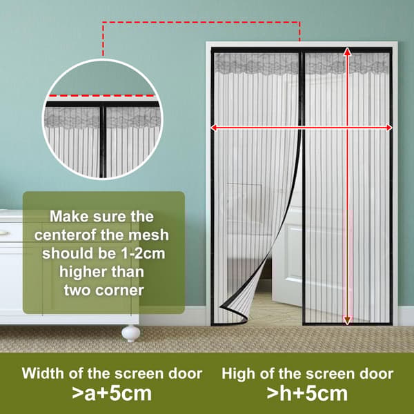 Magnetisk flugskärmsdörr 90 x 210 cm insektsskydd balkongdörr flugridå myggnät magnetisk gardin självhäftande montering utan borrning