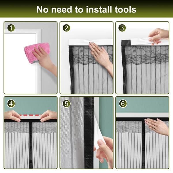 Magnetisk flugskärmsdörr 90 x 210 cm insektsskydd balkongdörr flugridå myggnät magnetisk gardin självhäftande montering utan borrning