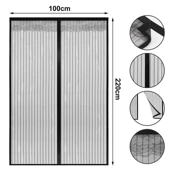 Magnetisk flugskärmsdörr 100 x 220 cm insektsskydd balkongdörr flugridå myggnät magnetisk gardin självhäftande montering utan borrning