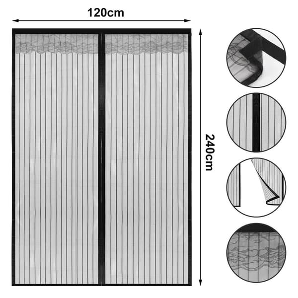 Magnetisk flugskärmsdörr 120 x 240 cm insektsskydd balkongdörr flugridå myggnät magnetisk gardin självhäftande montering utan borrning