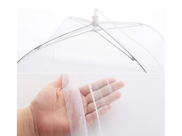 OBOSOE 4 stk mesh pop-up madparaply – foldbart insektnet til udendørs måltider, 43×43 cm, hvid