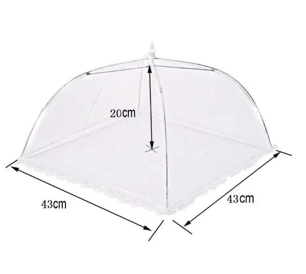 OBOSOE 4 stk mesh pop-up madparaply – foldbart insektnet til udendørs måltider, 43×43 cm, hvid