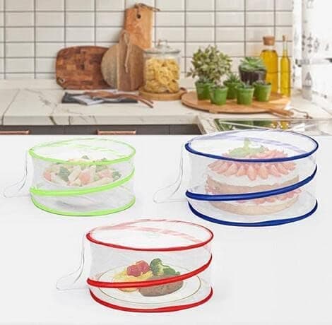 OBOSOE 3 Stk Pop-up Madparaply med Fint Mesh - Foldbart & Bundløst Insektnet til Familie & Camping, Grøn