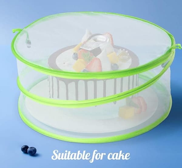OBOSOE 3 Stk Pop-up Madparaply med Fint Mesh - Foldbart & Bundløst Insektnet til Familie & Camping, Grøn