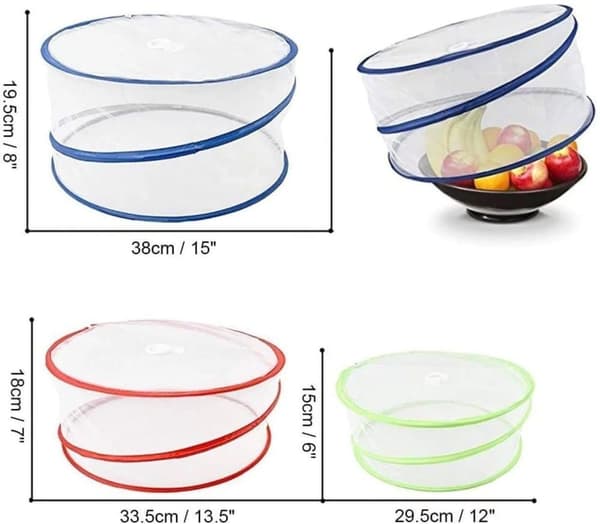 OBOSOE 3 Stk Pop-up Madparaply med Fint Mesh - Foldbart & Bundløst Insektnet til Familie & Camping, Grøn