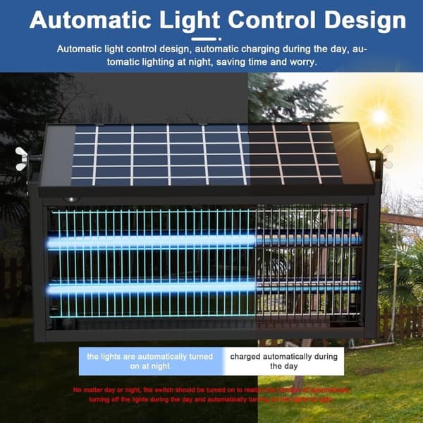 OBOSOE Solar Light Myggedræber Udendørs & Indendørs - Vandtæt 45×25×18cm, 4500V til Altan/Camping