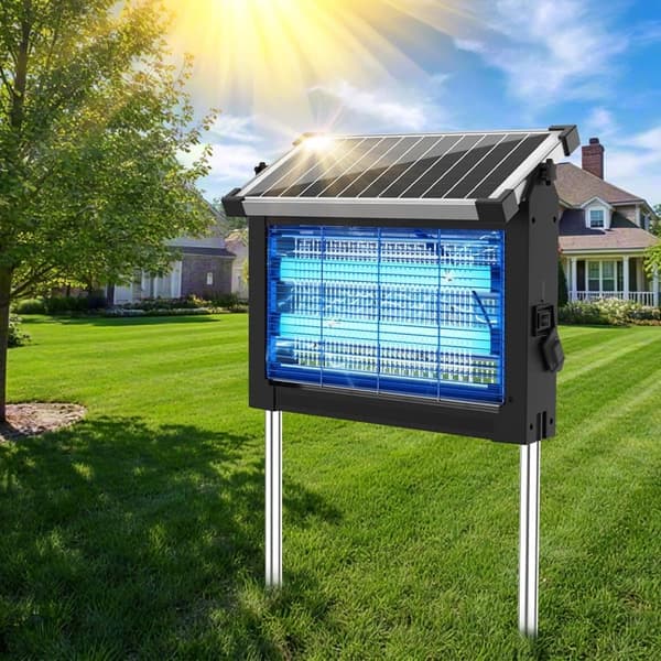 OBOSOE aurinkoenergialla toimiva hyttysten tappaja vettä hylkivä 4500 V sähköinen hyönteisloukku puutarha retkeily