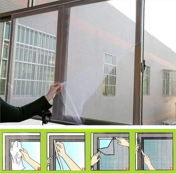 OBOSOE hyttysverkko ikkunaan 130x150cm – 4 kpl liimahyönteisverkko, leikattava ja helppo koota