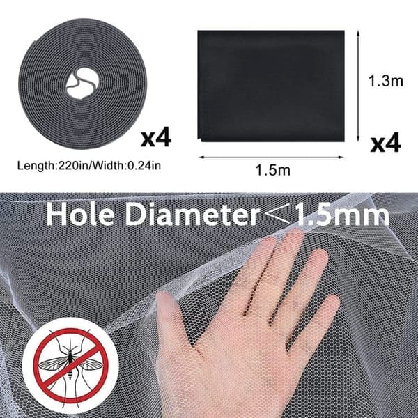 OBOSOE hyttysverkko ikkunaan 130x150cm – 4 kpl liimahyönteisverkko, leikattava ja helppo koota