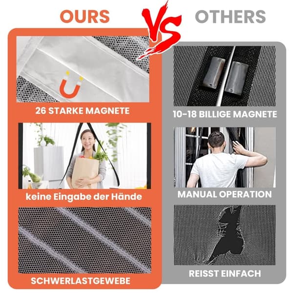 Bomclap hyttysverkko oveen magneettisella 90x210/100x220 cm – valkoinen/musta hyönteisverkko-ovi automaattisella sulkeutumisella