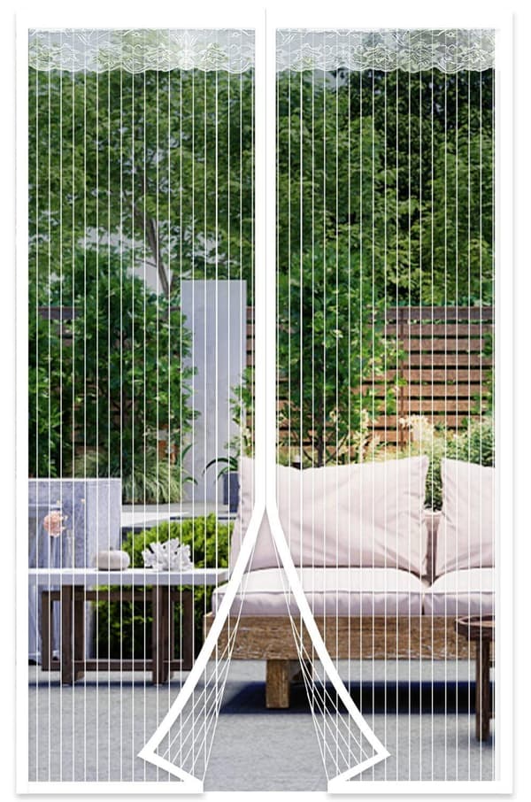 Bomclap hyttysverkko oveen magneettisella 90x210/100x220 cm – valkoinen/musta hyönteisverkko-ovi automaattisella sulkeutumisella Valkoinen 100×220cm