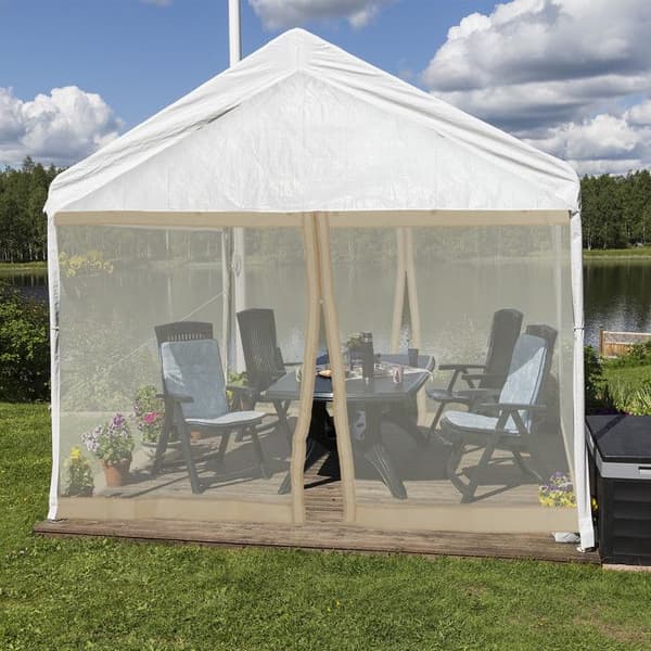Relaxdays Mysktak för pergola 3 x 3 m, 2 sidodelar, dragkedja, rem, 12 m (XL), trädgård, beige