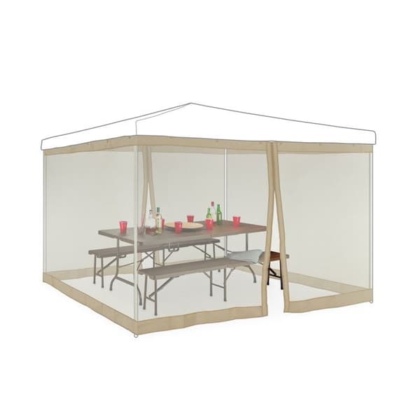 Relaxdays Mysktak för pergola 3 x 3 m, 2 sidodelar, dragkedja, rem, 12 m (XL), trädgård, beige