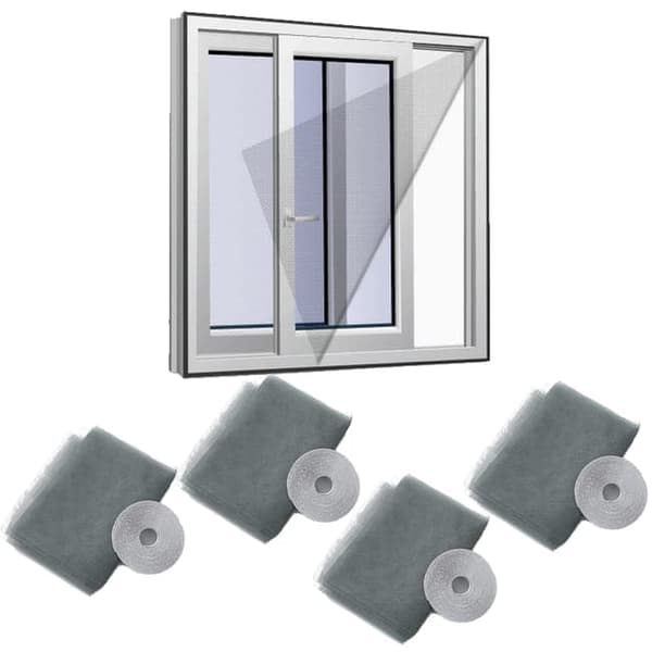 OBOSOE Myggnät  för Fönster Dörr 4-pack – 150x 150/180/200cm Självhäftande Insektsnät utan Borrning, Enkel Montering