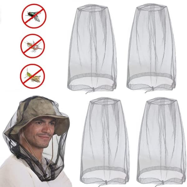 OBOSOE 4-pack Mygghatt med Nät – Skyddande Hatt för Fiske, Trädgård & Biodling – Ansiktsskydd mot Insekter Utomhus Grå