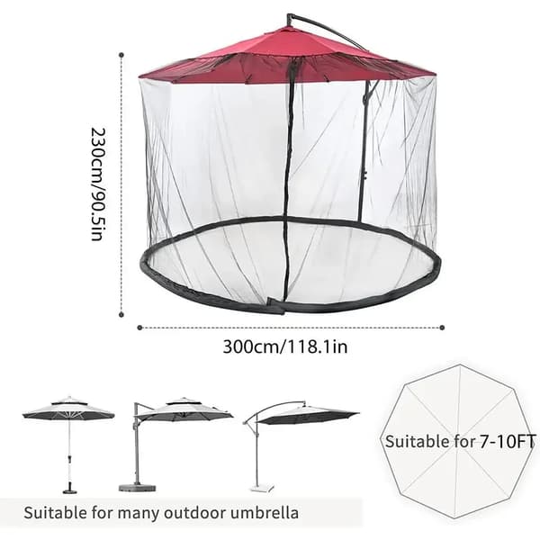 Parasol Myggenet, Tre-Dørs Design, Universel Pasform, Foldet for Nem Opbevaring,300x230cm 1lynlås