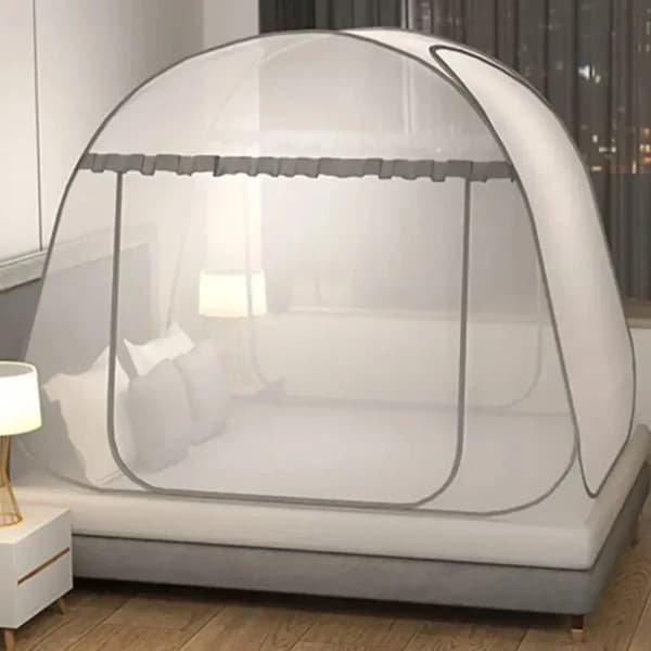 Myggenet, Foldbart, En-dørs, Firkantet,1.2m 200x120x150cm, grå