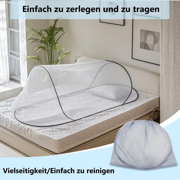 Lollanda-hyttysverkko hyttyskarkotteella – kannettava taitettava verkko 200x80x56 cm, hengittävä tiheällä verkolla, sänkyyn, matkoille ja retkeilyyn