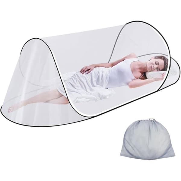 Lollanda-hyttysverkko hyttyskarkotteella – kannettava taitettava verkko 200x80x56 cm, hengittävä tiheällä verkolla, sänkyyn, matkoille ja retkeilyyn