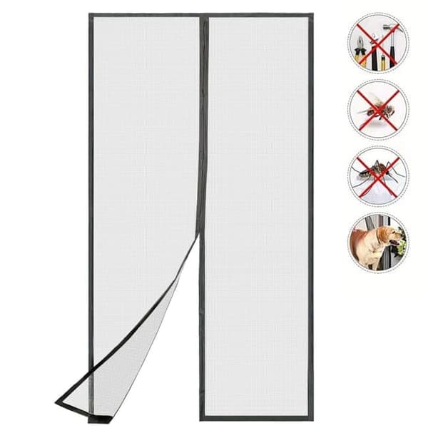 OBOSOE Magnetisk Myggenet til Dør – Insektnet med velcro, stift og magnetisk lukning 120x210cm