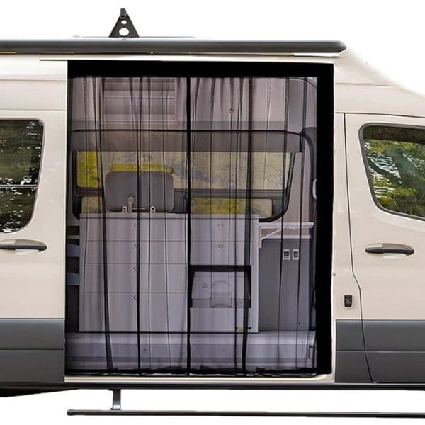 Lollanda Universal mygge- og solbeskyttelse til bilens bagagerum – med kraftig velcro, myggenet til autocampere og camping Sort 210 × 150 cm