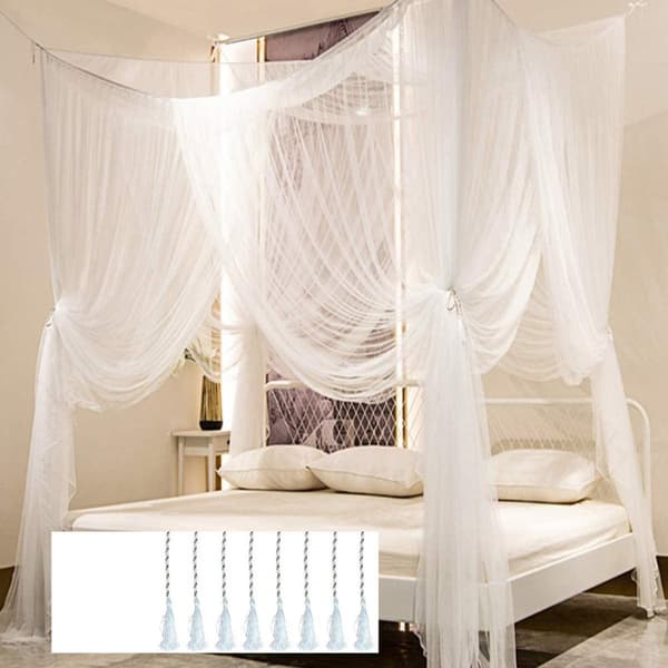 Lollanda Myggenet med LED Starlight til Seng, Queen Square Myggenet til King Size Seng - 190 x 210 x 240 cm