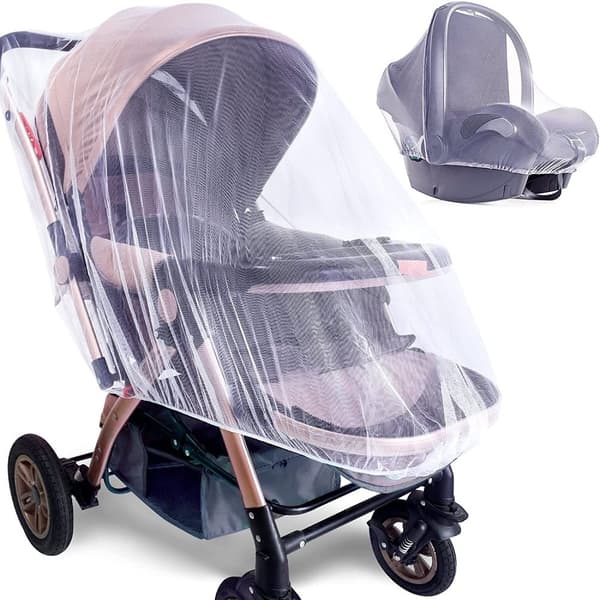 Lollanda 2-pak bæredygtigt myggenet til baby – Universal insektnet til klapvogn, vugge, vugge, rejseseng og kravlegård