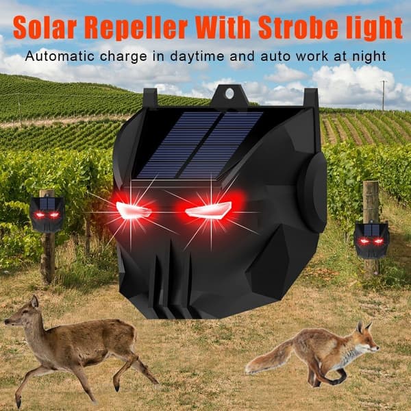 2st soldriven djuravvisande lampa Röd LED blinkande rovdjursavskräckande ljus